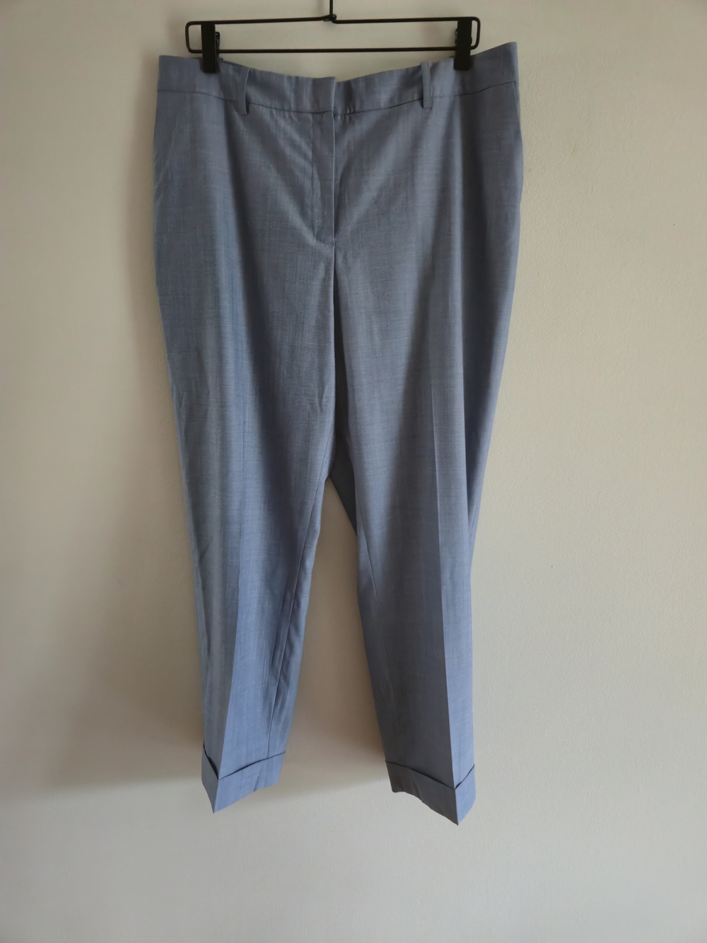 Lafayette 148 New York 100% Wool Size 16 Light Blue  Dress Pants Cuffed Hem